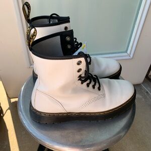 Dr. Doc Martens Zavala White Leather Combat Womens 8 Men 7